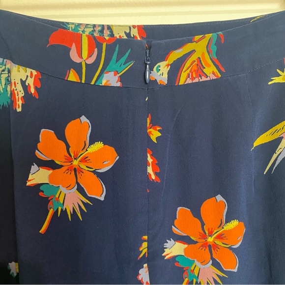 Madewell Bird of Paradise navy floral silk Atrium midi skirt, size 2 - Picture 10 of 11